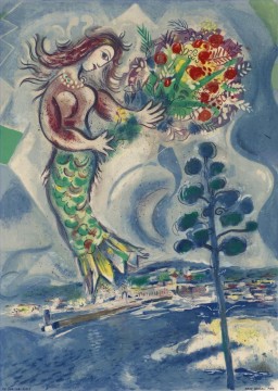 beauté sur mer contemporaine Marc Chagall Peinture à l'huile